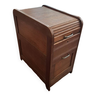 Cartonier filing cabinet with curtain in solid oak 1930