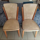 Chairs wood and imitation leather seated year 60
