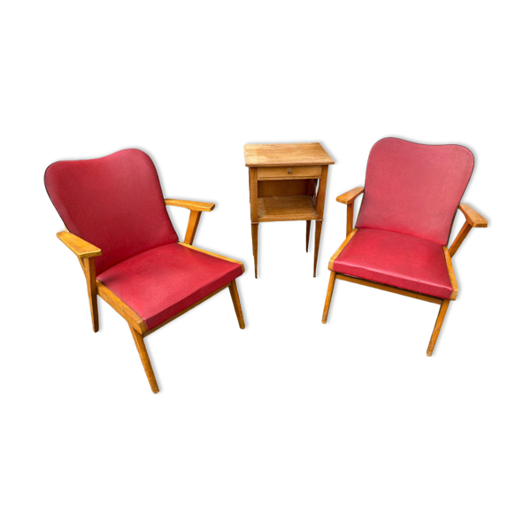Paire de fauteuils bridge pieds compas