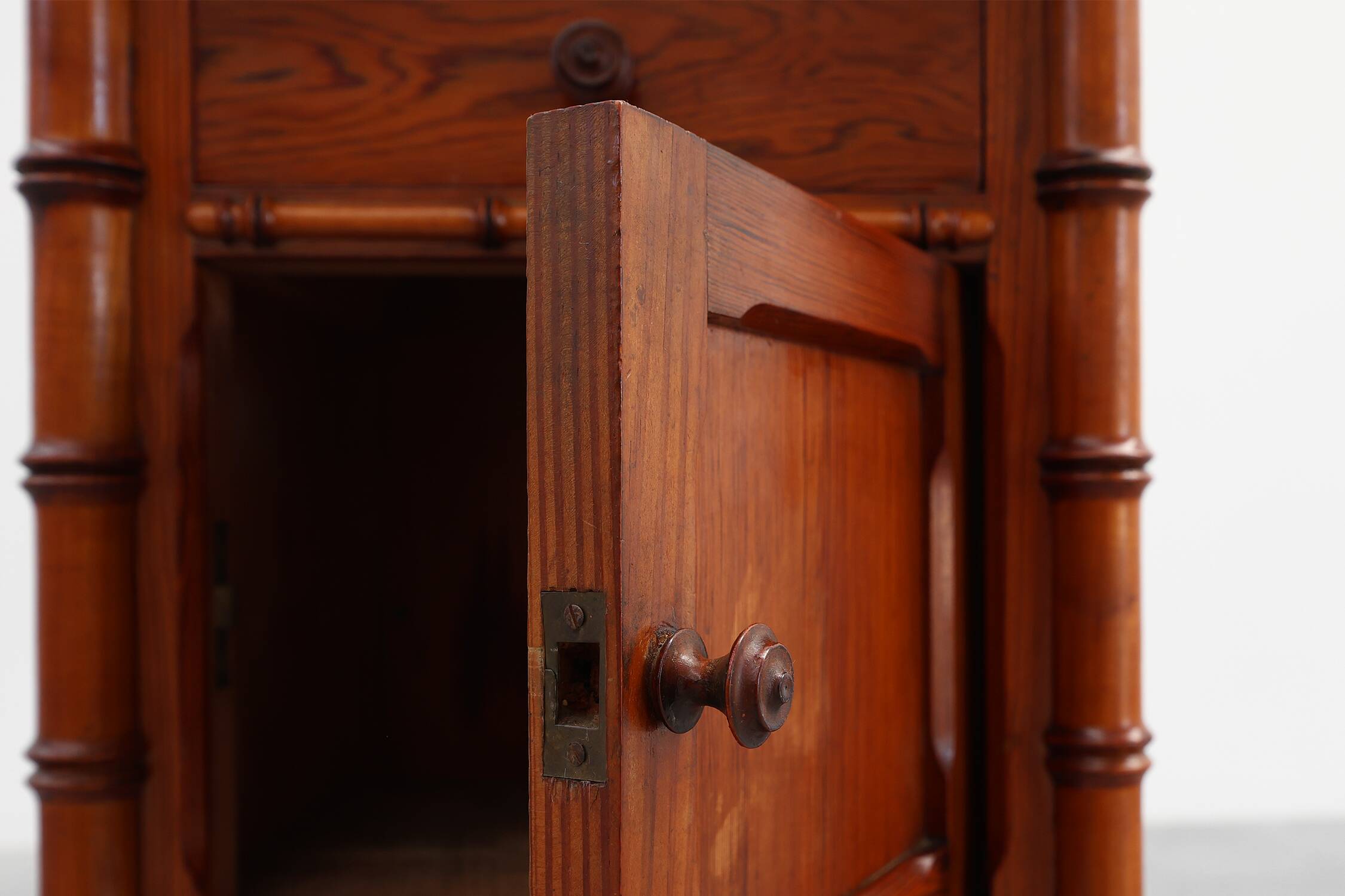 Late 19th century Faux bamboo and marble bedside table, France
