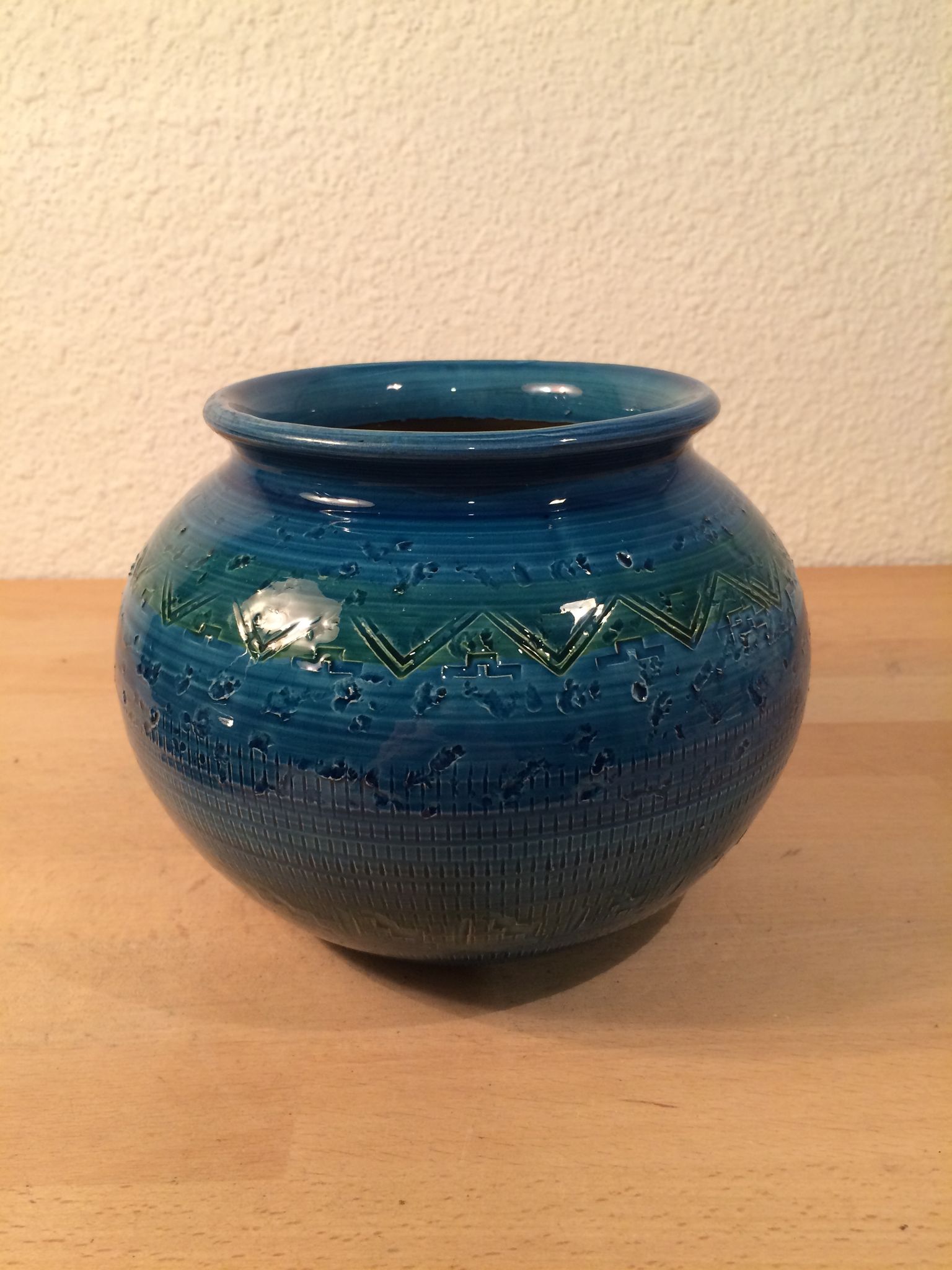 Vase boule Bitossi Aldo Londi Rimini Blue
