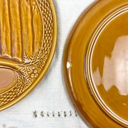 6 asparagus plates in slurry earthenware made in france 1970