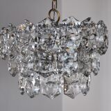 Golden Kinkeldey chandelier, cut glass, 3 levels, Germany, 1970