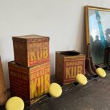 Wall coat rack with 4 vintage yellow metal hooks