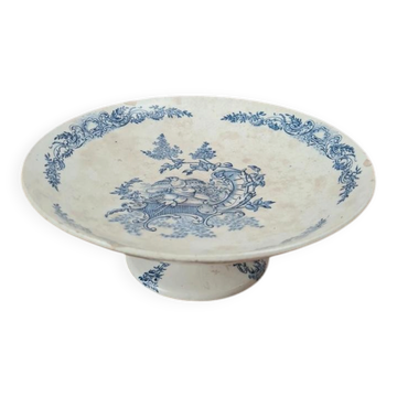 Compotier ancien sur pied – Faïence bleue – Au Lion de Faïence, 90 rue de Rivoli, Paris