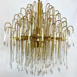 Mid-century, Italian brass and glass chandelier from 70s
