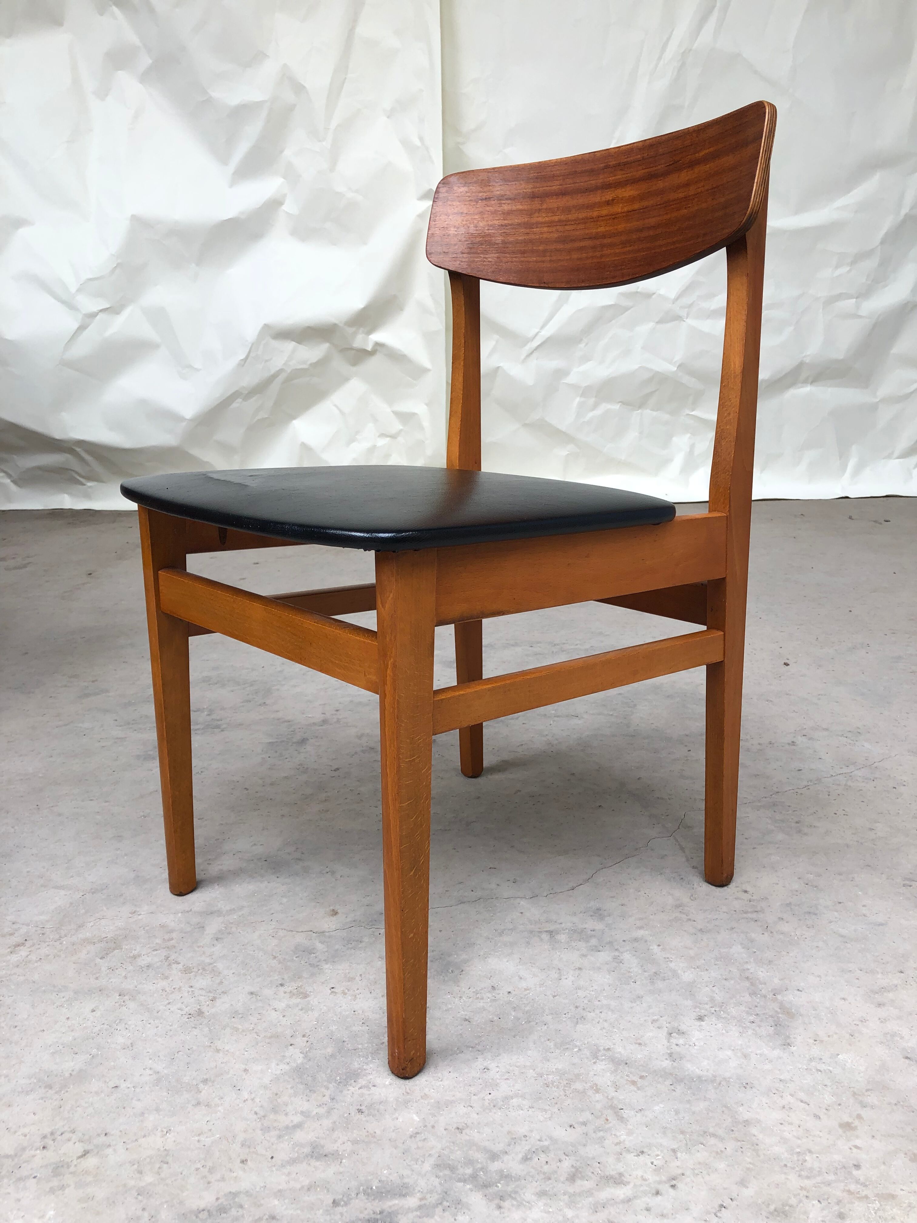 Vintage set of 4 mid century teak dining chairs scandinavian 60s 70s retro danish