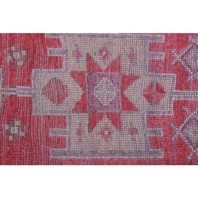 Vintage Turkish Vintage Oushak Pink Purple Runner Rug 88x291