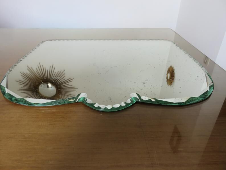 Bevelled mirror free form art deco years 40/50 - 48x35cm