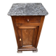 Louis Philippe bedside table from the 19th century in solid wood and grey marble.