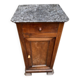 Table de chevet Louis Philippe époque XIXe en bois massif et marbre gris