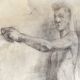 Large drawing of a man signed around 1943 pencil on paper dimensions: height -120cm-