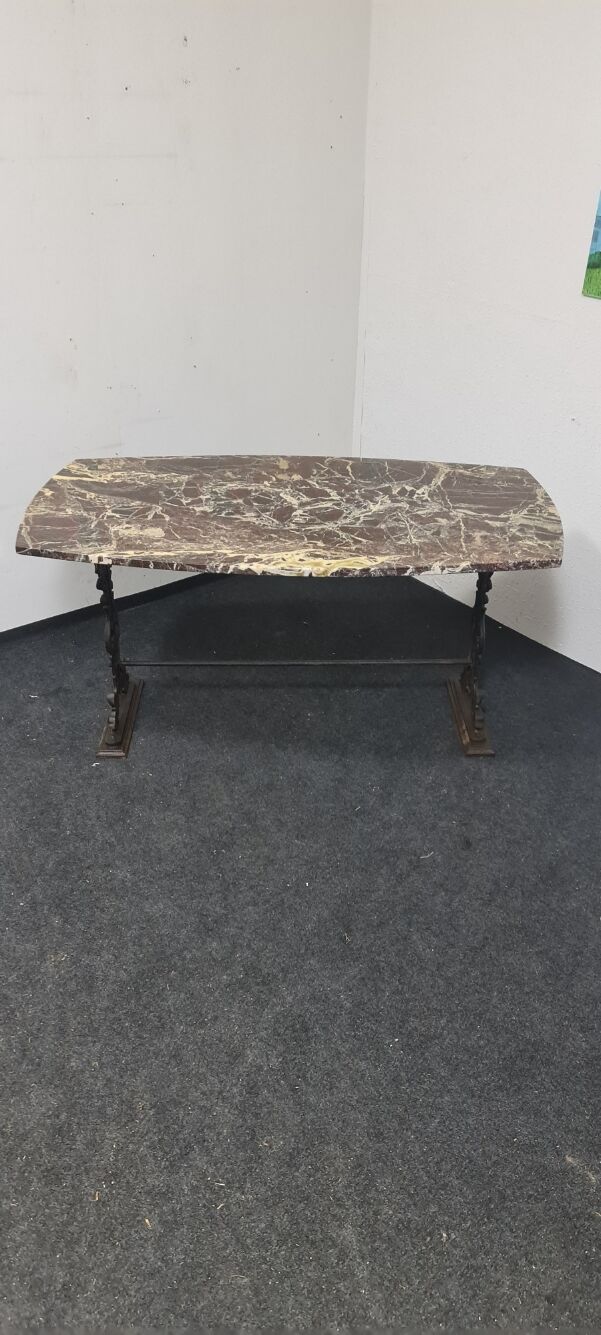 Vintage cast iron and stone garden table