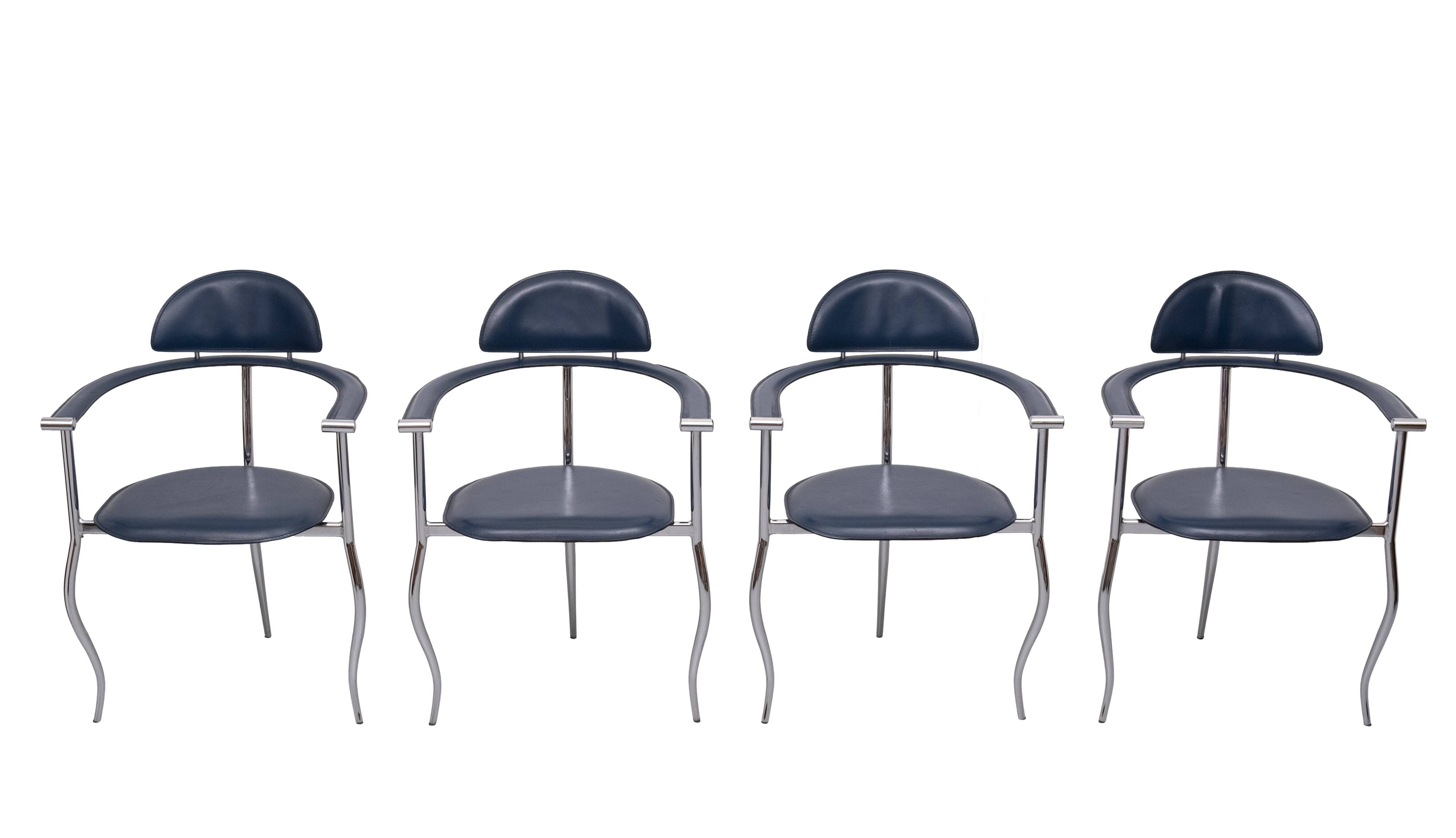 4 Italian Arrben 'Marilyn Stiletto' dining chairs 1970s