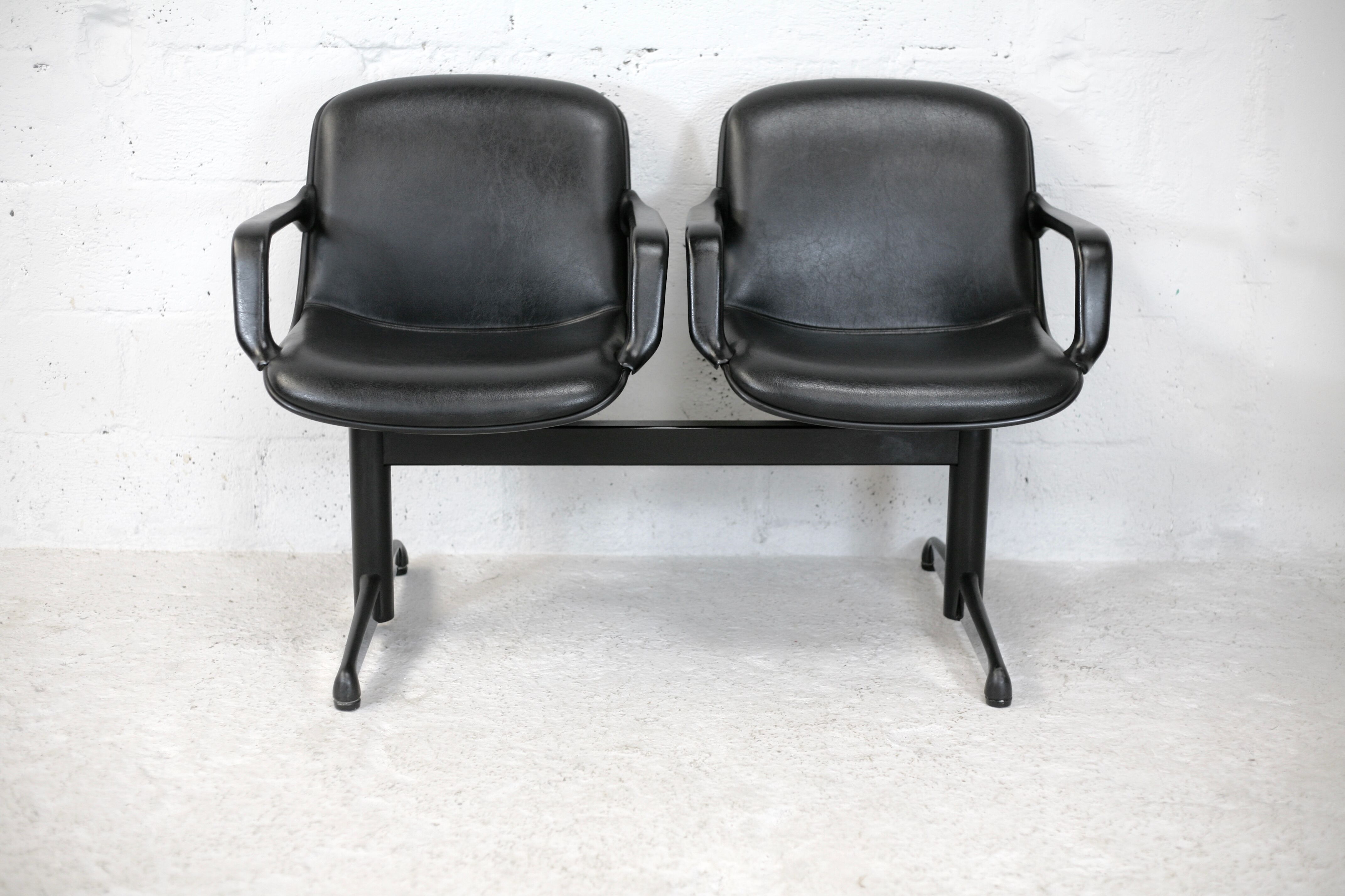 Bench imitation leather and steel, Italy, circa 1970