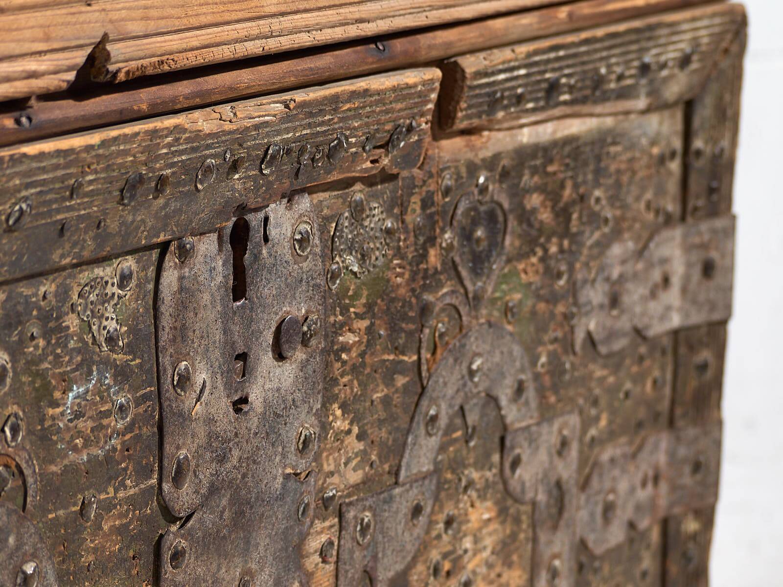 Antique olive green patinated chest (c.1920) #53