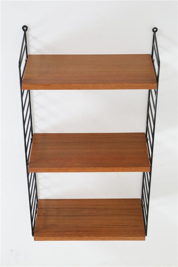 Original String shelf / Kajsa & Nisse Strinning / teak / modern mid-century design / black / 75x40x20cm