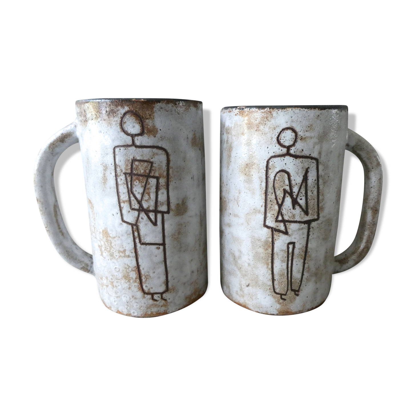 Set of 2 Kostanda ceramic mugs, 60s