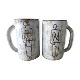 Set of 2 Kostanda ceramic mugs, 60s