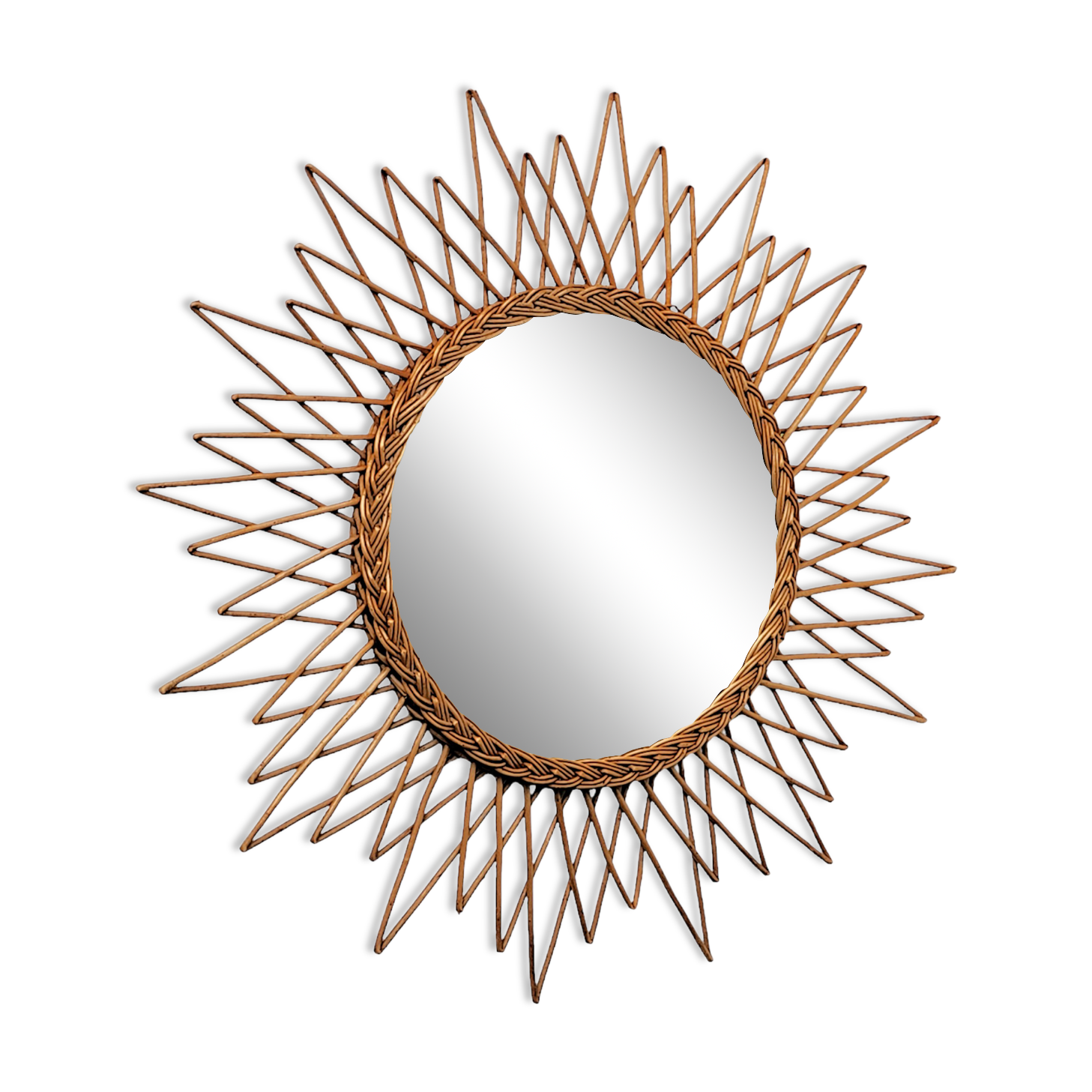 Vintage rattan sun mirror 65 cm