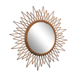 Vintage rattan sun mirror 65 cm