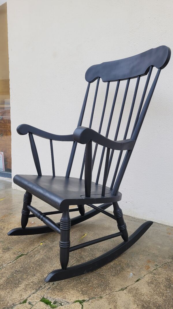 Fauteuil à bascule rocking chair vintage 1950 noir