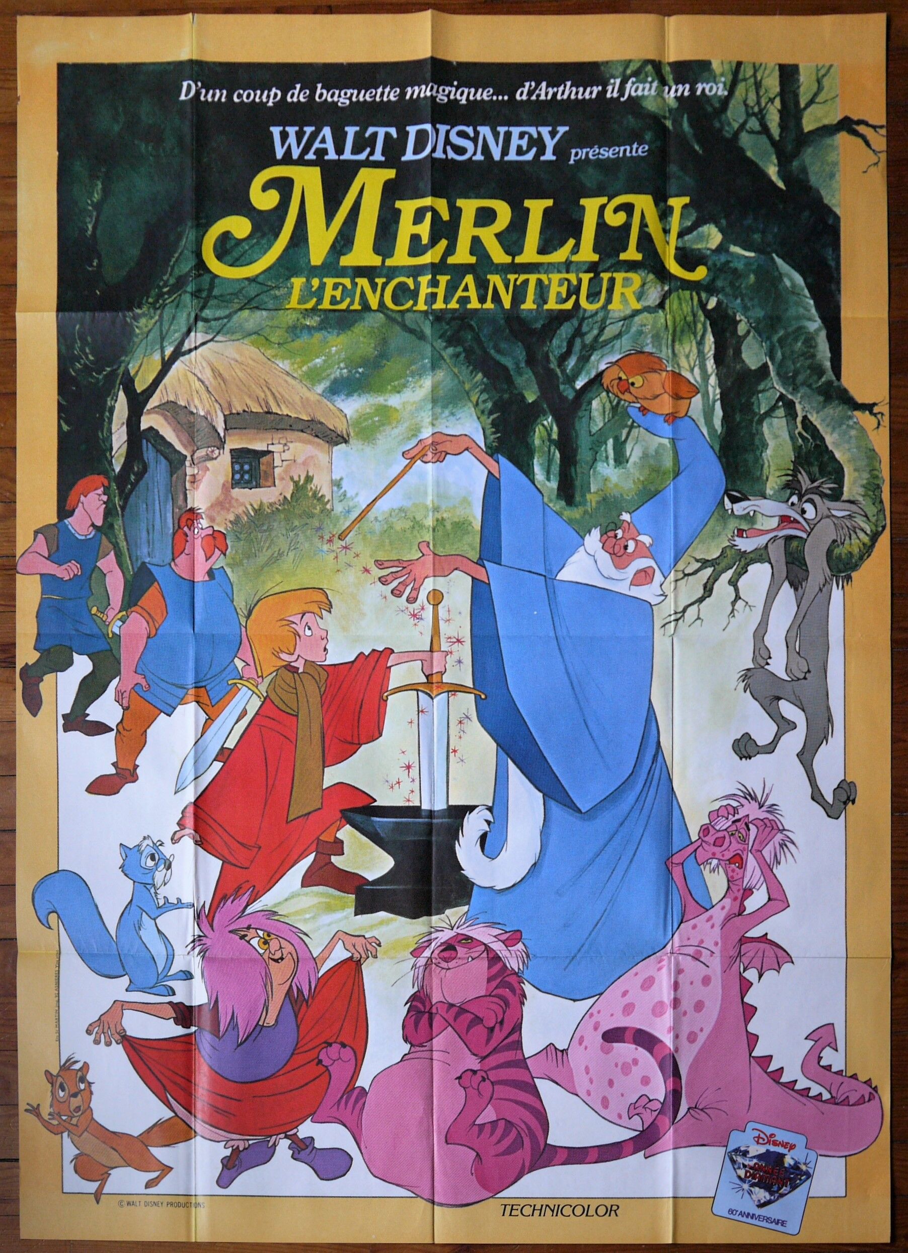 Original movie poster "Merlin l'enchanteur" Walt Disney