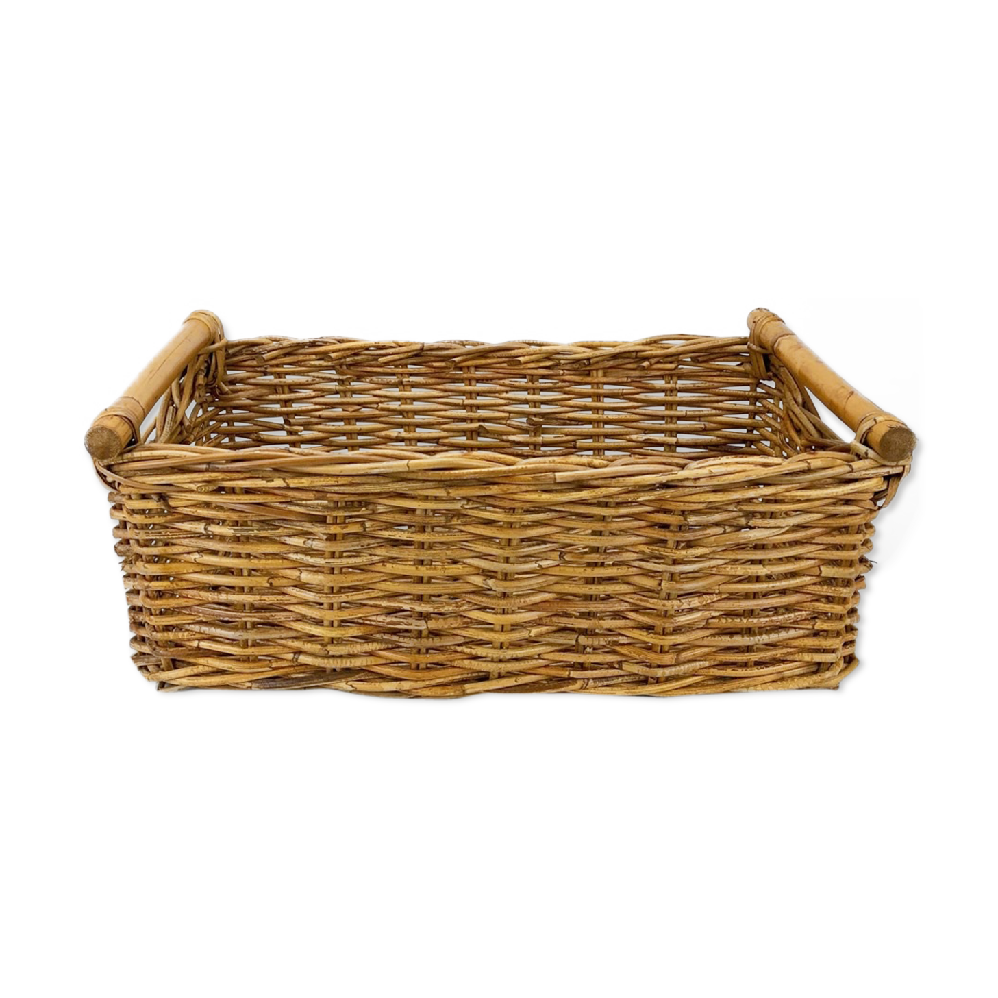 Braided rattan laundry basket