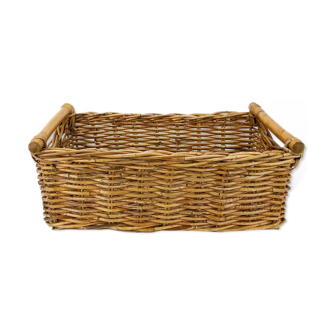 Braided rattan laundry basket