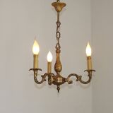 Lustre 3 feux ancien en bronze, France