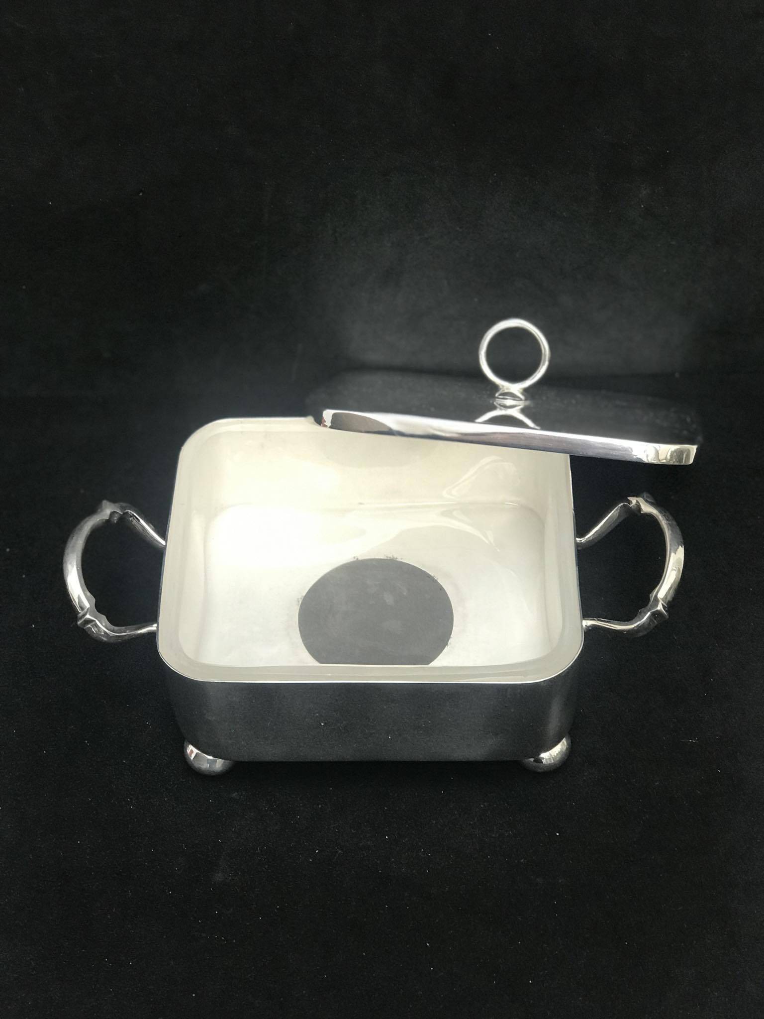 Victorian silver metal butter dish