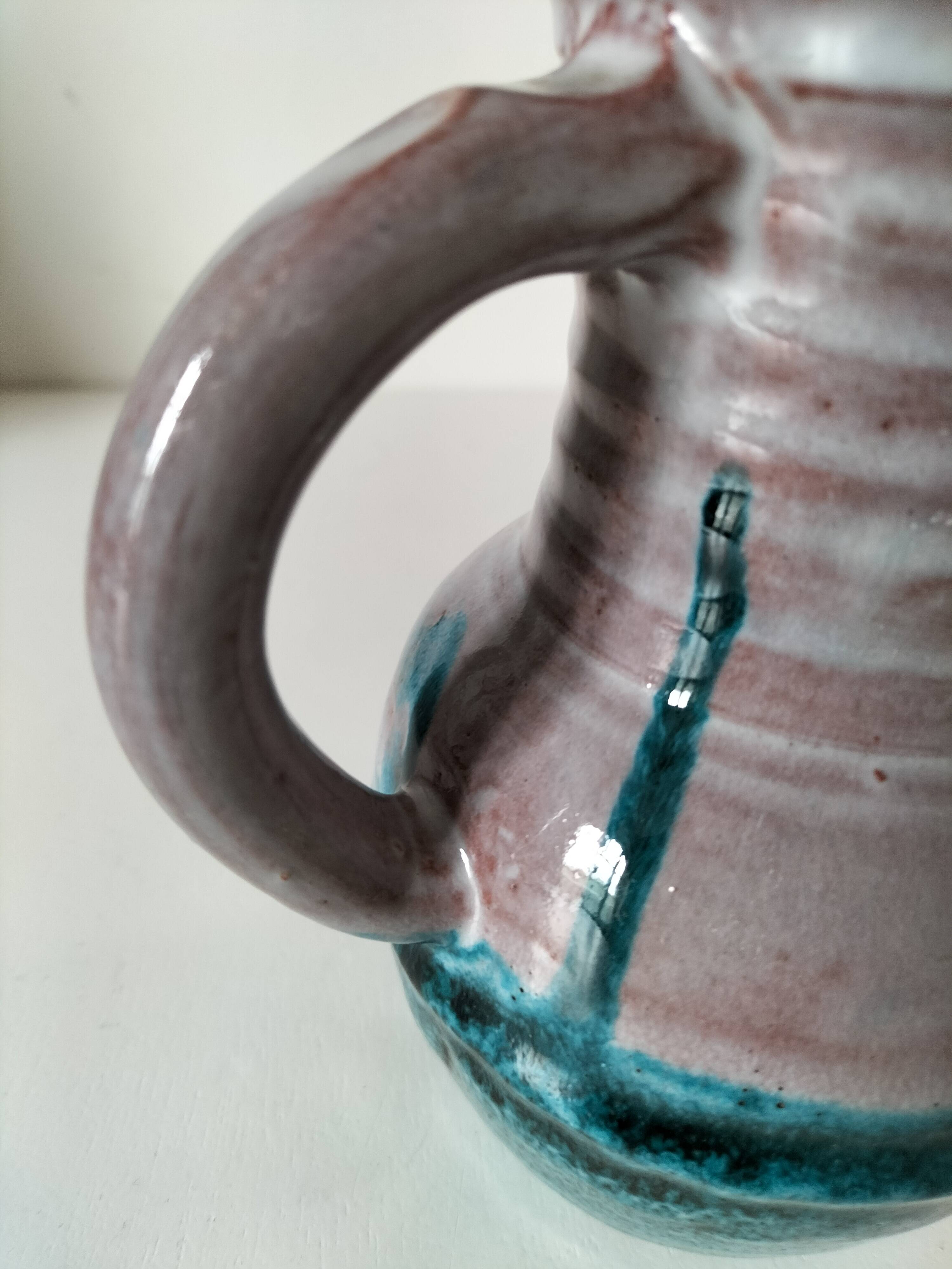 Glazed ceramic pitcher by Pichet Accolay, circa 1955–1965.