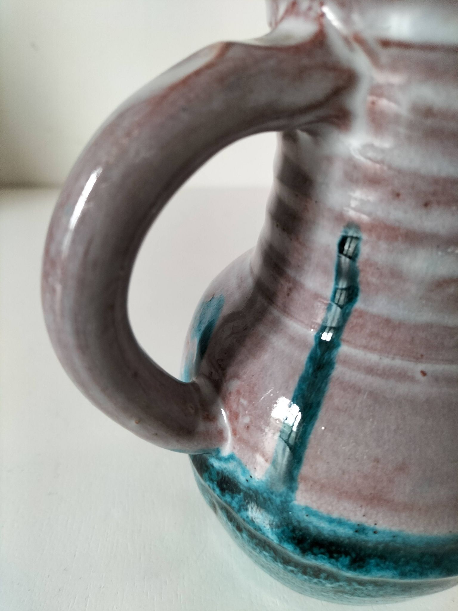 Glazed ceramic pitcher by Pichet Accolay, circa 1955–1965.