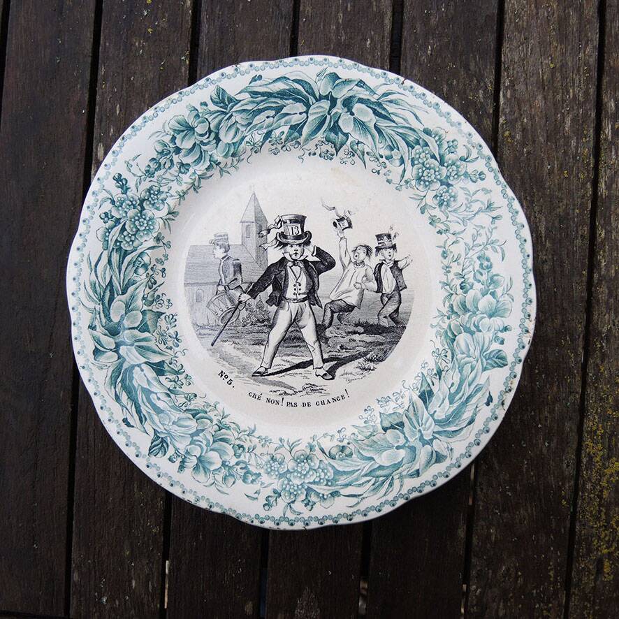 3 old talking plates – Creil & Montereau