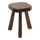 Artisan Stained Pine Stool France 1950s
