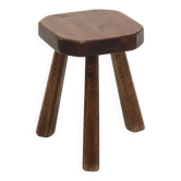 Artisan Stained Pine Stool France 1950s