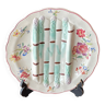 Asparagus plate in slip and iron clay, Longchamp model Pompadour