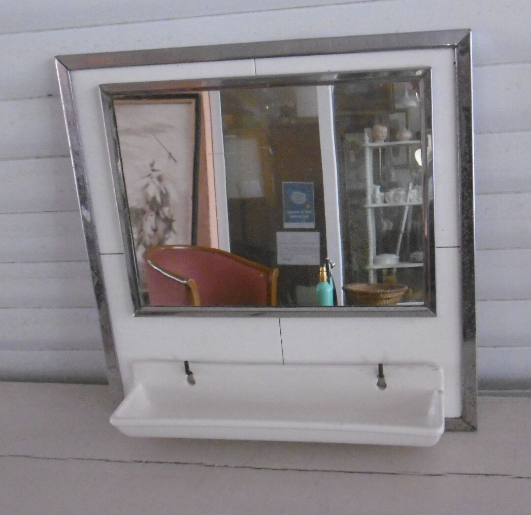 Wall mirror art deco - chrome and faience villeroy boch