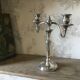 Antique silver metal candle holder 2 branches