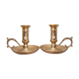 Paire de bougeoirs rat de cave en laiton