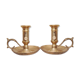 Pair of brass cellar rat candlesticks