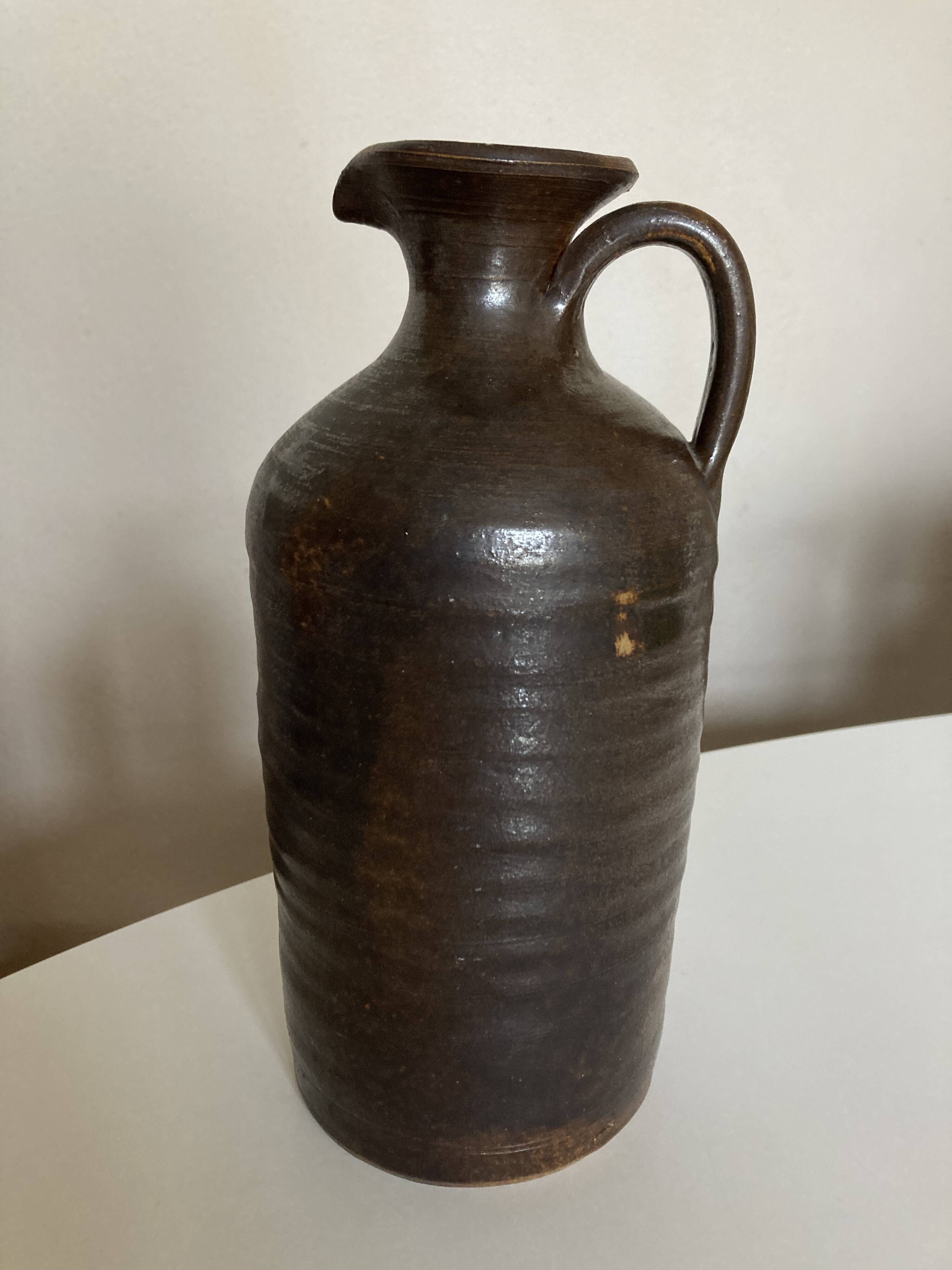 potter's pitcher vase in sandstone turned with coil Puisaye 1970