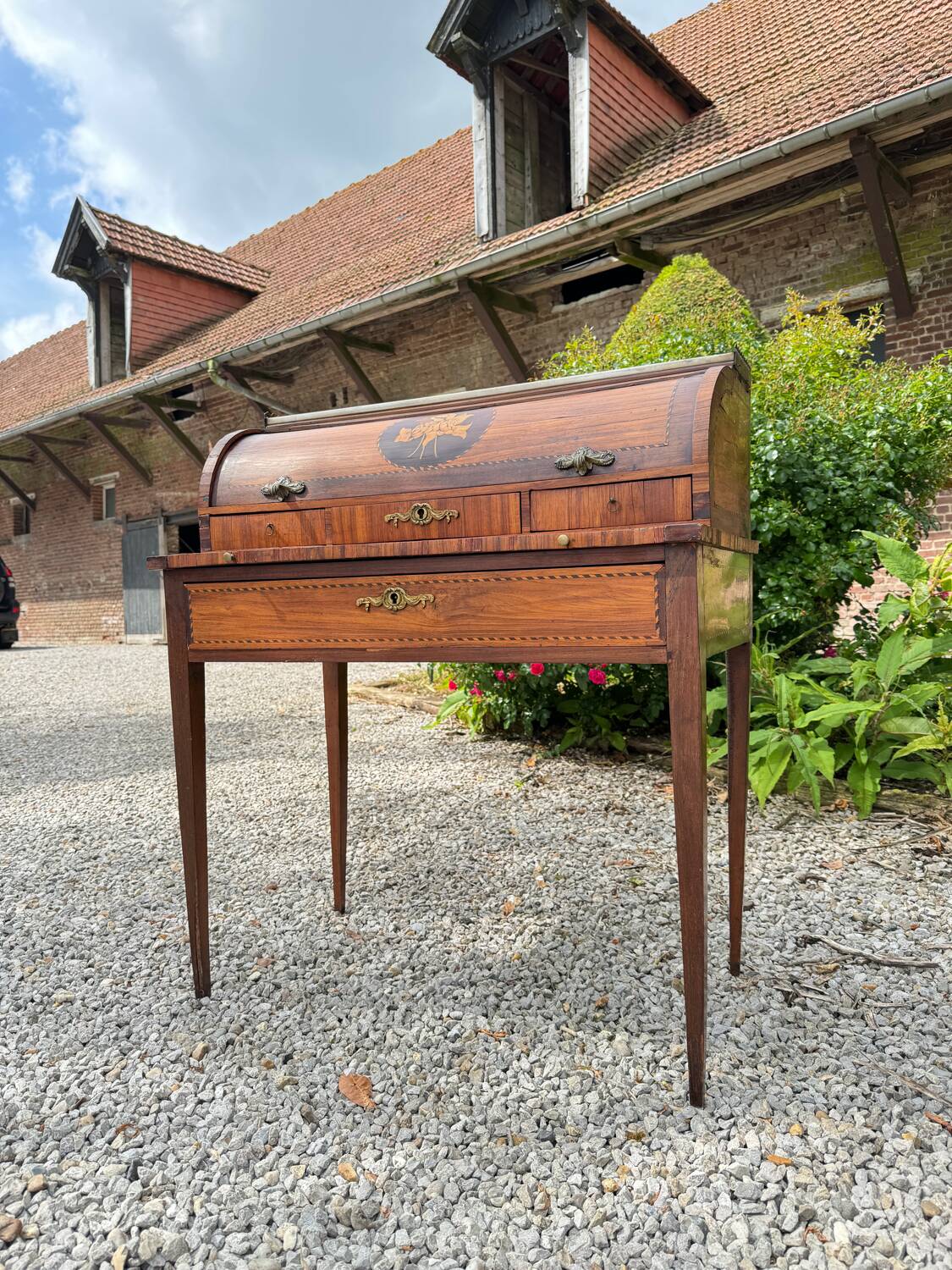 Vassou Jean Baptiste Cylinder Desk In Marquetry Louis XVI Period XVIII Eme Century