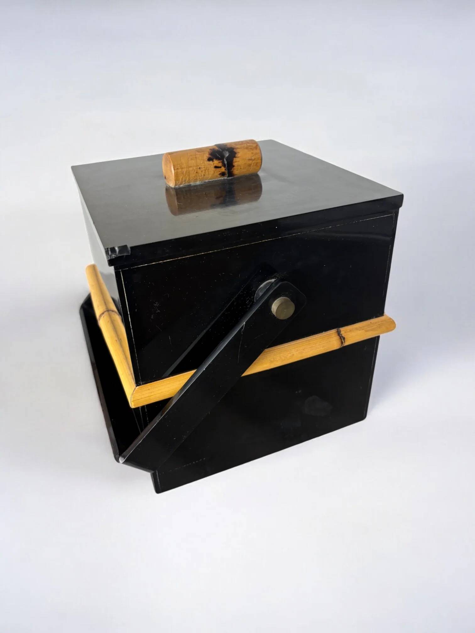 Hollywood Regency bamboo & lucite ice bucket, Italy, 1970s