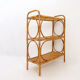 Vintage three-tier rattan shelf in bohemian style - 1960s