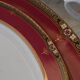 Elegant mid-century Japanese bone china service for 12 in white and noble red