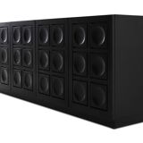 Blackened oak buffet with geometric doors 1970