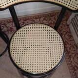 Canned stools black lacquered backrest