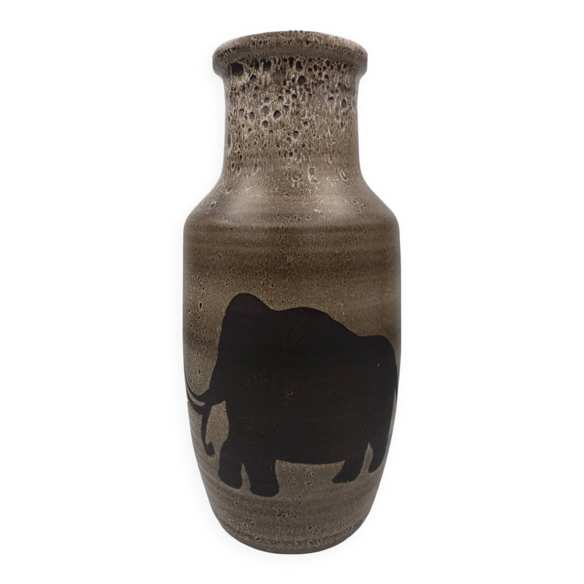 Saint clement ceramic vase with rock decoration 1950/60 38 cm