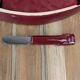 Vintage red ceramic butter dish + matching knife